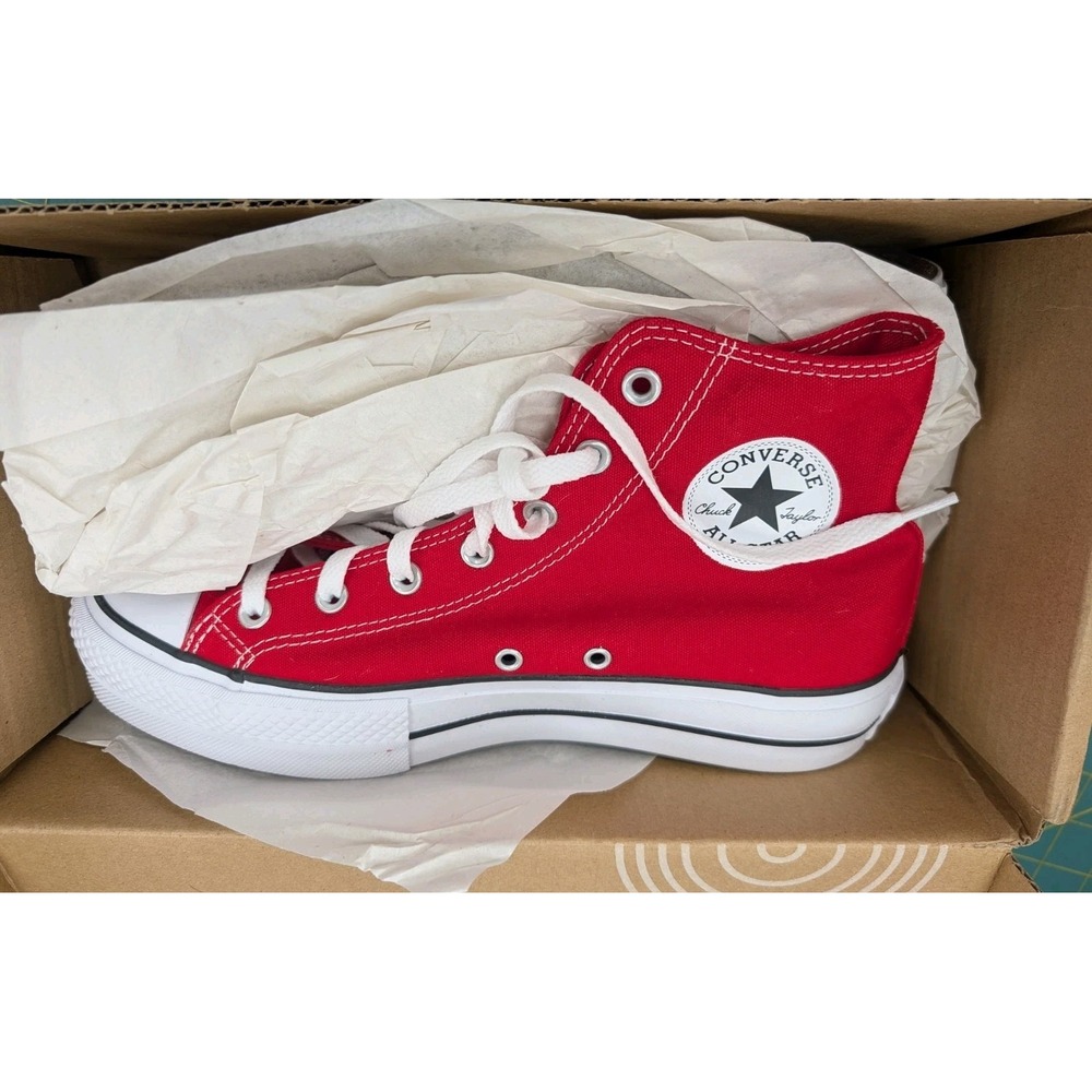 Converse All Star Chuck Taylor Sneakers Size 10 Shoes Red Canvas Lace High Top - Picture 15 of 15